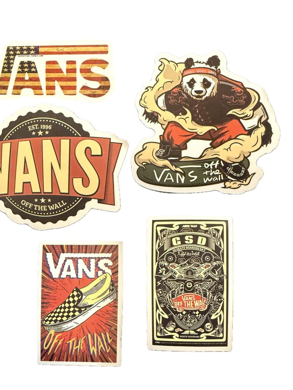 Vans Off The Wall Skateboarding Sticker Lot Panda Checkered Shoe USA Log